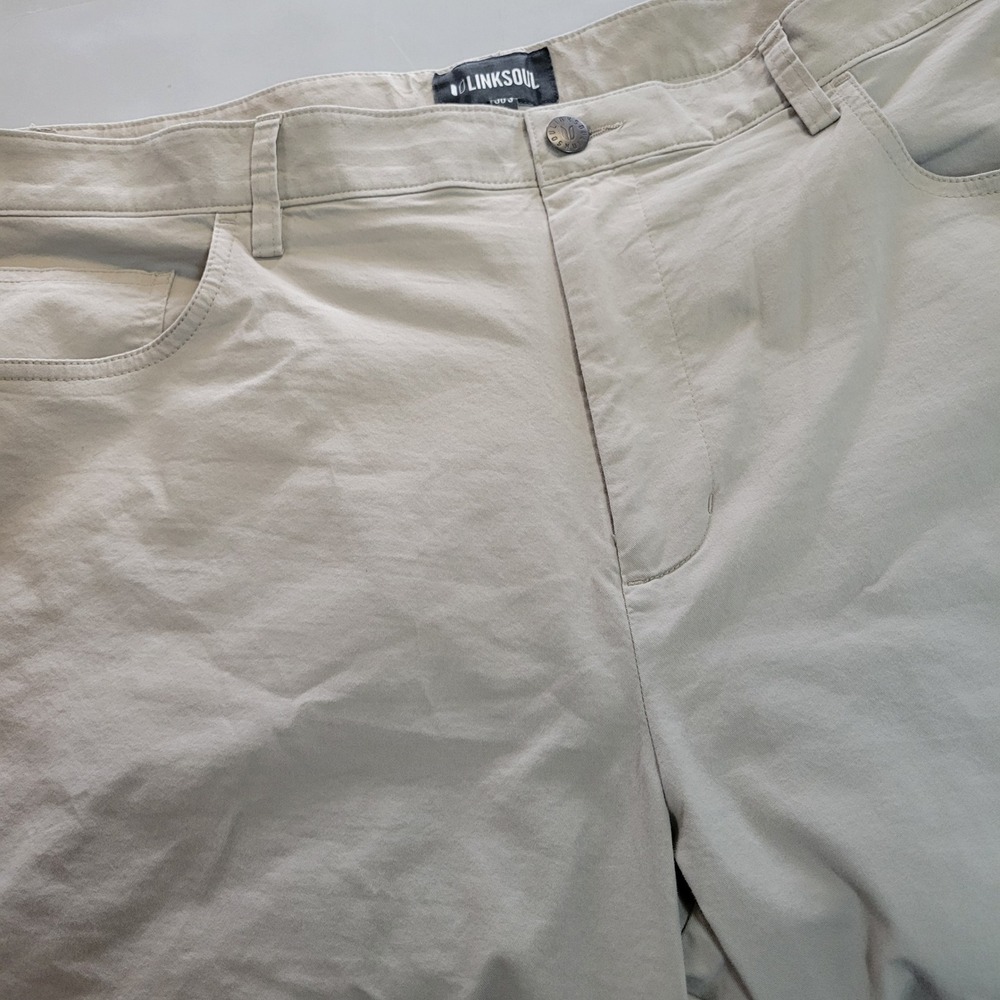 Linksoul Mens Boardwalker Khaki Golf Pants LS6168 Tan Size 38x30 Stretch Cotton
